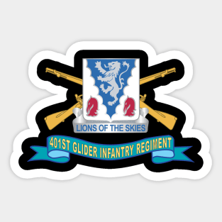 401st Glider Infantry Regiment - DUI w Br - Ribbon X 300 Sticker